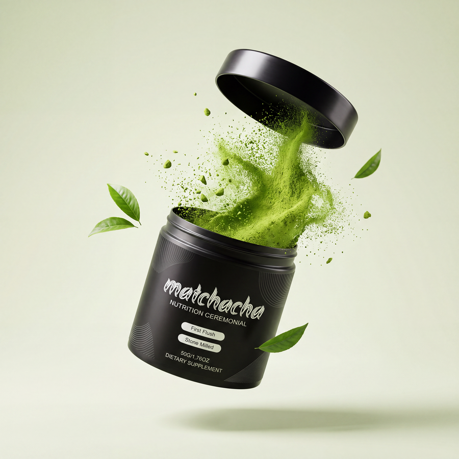 matchacha ceremonial matcha tin with bamboo whisk